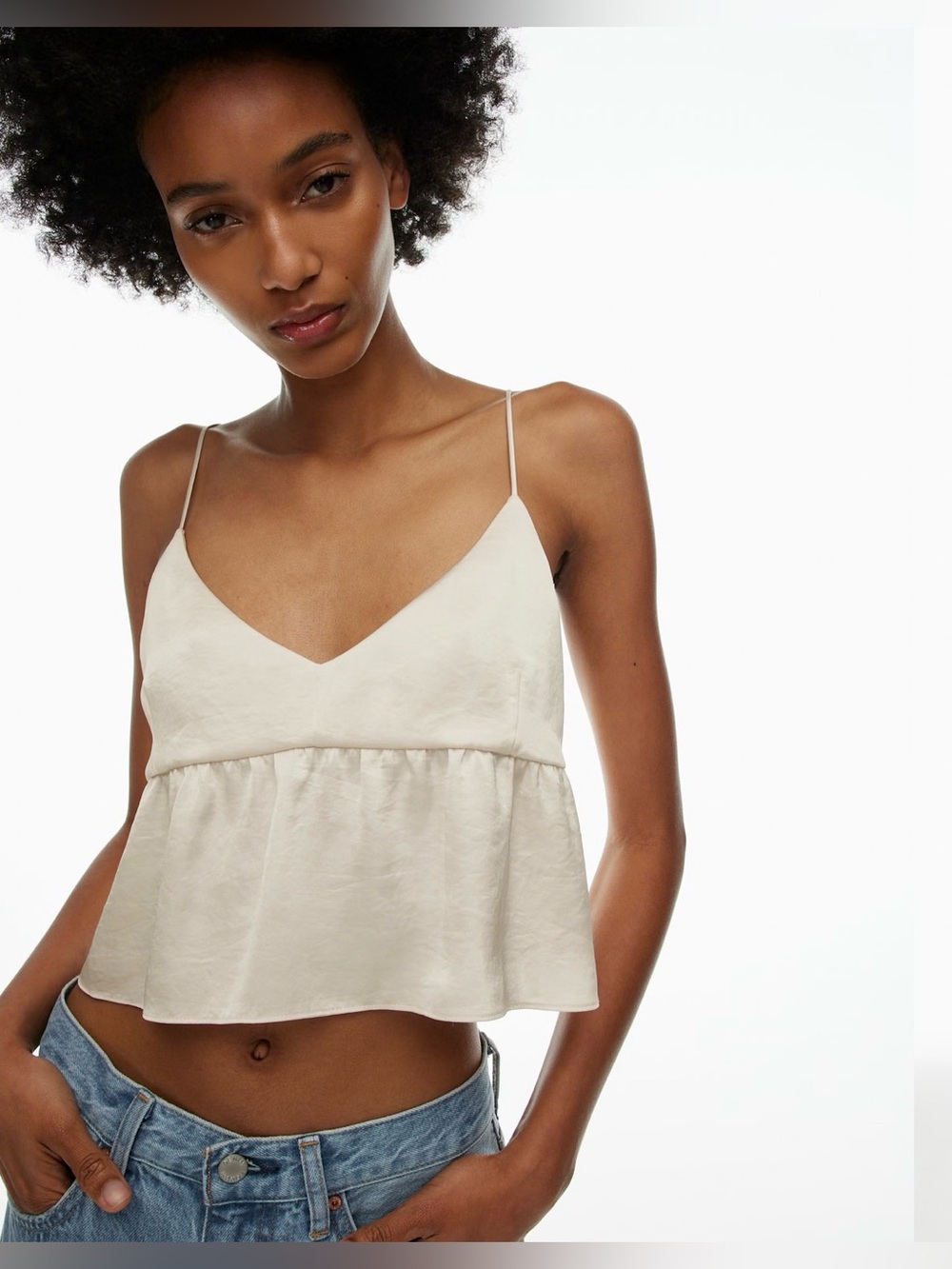 Aritzia Wilfred Lover Satin Camisole in Light Birch Size Small